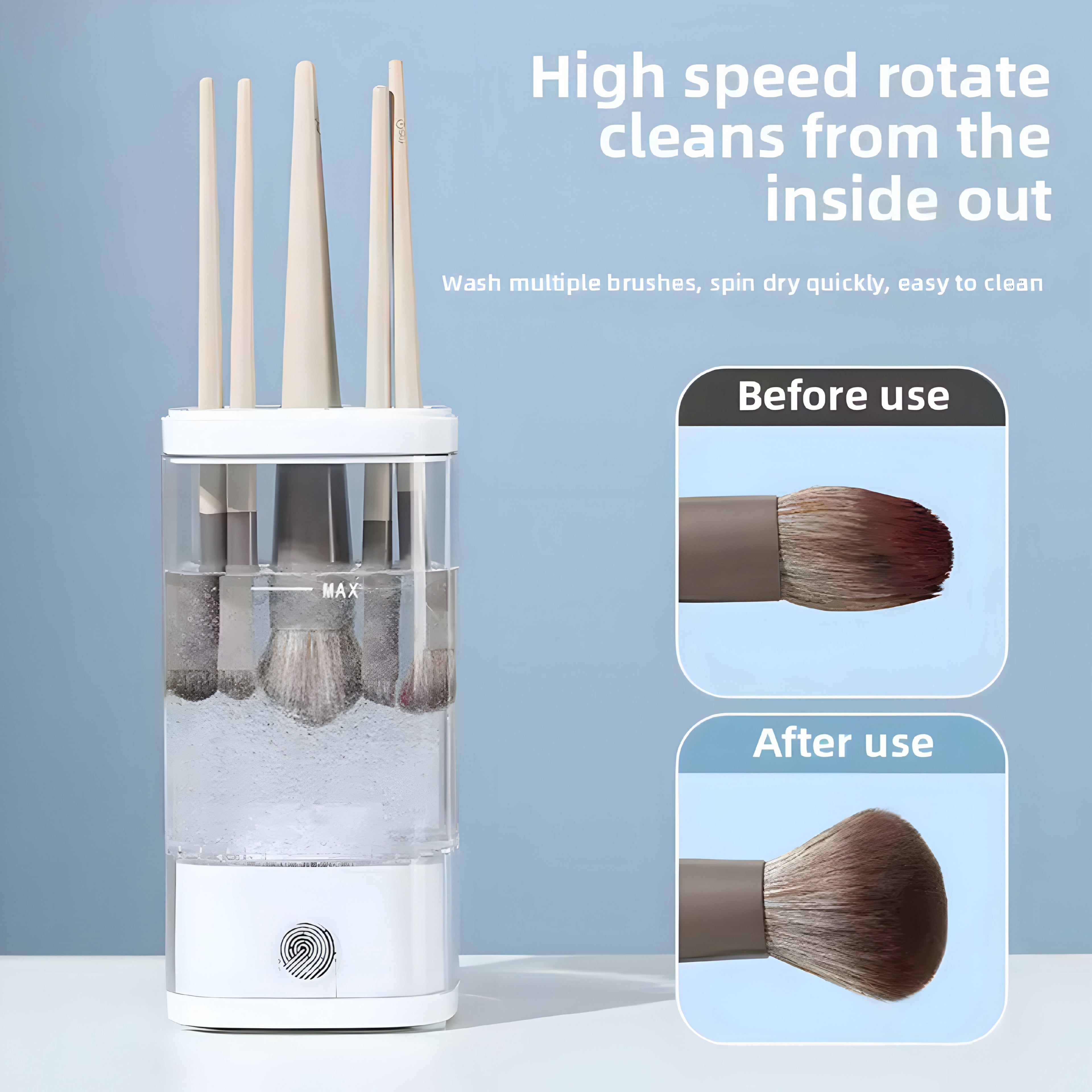 USB Elektrisk Sminkborstrengörare – Snabb, Hygienisk & Enkel
